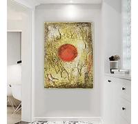 Dittelle Zao Wou-Ki 《 Le Soleil Rouge 》 Toile Art Peinture à l'huile Abstraite Oeuvre Affiche Impression Photo Toile de Fond Moderne Mur Décoration de La Maison 50x70cm Sans Cadre