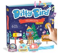 Ditty Bird | Villancicos en Español | Livre Sonore Musical avec 6 Chansons de Noël en Espagnol | USB-C Rechargeable | Libres musicaux pour Bébés et Tout-Petits