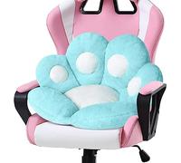 Ditucu Coussin de chaise kawaii en forme de patte de chat - 69,8 x 69,9 cm - Coussin confortable pour canapé, bureau, chaise de jeu, décoration de chambre - Bleu
