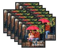 Ditwis Cadre 30x30 Noir Lot de 12, Cadre Classique pour Photos, Images et Souvenirs, Horizontal ou Vertical sur le Mur