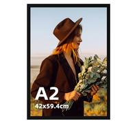 Ditwis Cadre A2 Aluminium Noir, Métallique Grand Format pour Posters, Photos et Puzzles, Affichage Mural pour Salons, Bureaux et Galeries