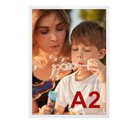 Ditwis Cadre A2 Blanc Aluminium, Adapté pour Posters et Puzzles, Grand Cadre Métallique pour Salon, Bureau, Galerie Affichage Mural