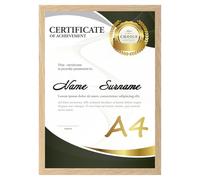 Ditwis Cadre A4 Couleur du bois pour Documents, Certificats et Photos (21x29,7 cm), Cadre Moderne pour Salons, Chambres et Bureaux