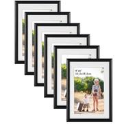 Ditwis Cadre Photo 10x15 Noir avec Carton, Lot de 6, Cadres 13x18 sans Carton, pour Chambre et Salon, Utilisation Murale ou sur Table