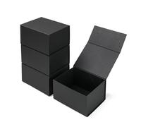 Ditwis Lot de 4 boîtes cadeaux de 20,3 x 15,2 x 10,2 cm avec couvercles à fermeture magnétique, boîte magnétique noire pour mariage, demoiselle d'honneur, demoiselle d'honneur, anniversaire, fête des