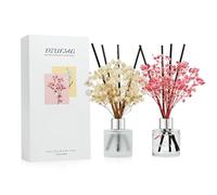 DIUFJAG Bâtonnets de Parfum d'ambiance - Fleur de Cerisier/Musc Blanc avec 16 Bâtonnets,Parfum Maison Cherry Blossom White Musk Reed Diffuser pour Chambre à Coucher,Bureau,Salle de Bain 2 x 50ml
