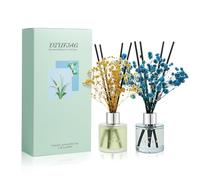 DIUFJAG Freesia/Thé Blanc au Jasmin Diffuseur de Parfum avec 16 Bâtonnets,Fleurs Diffuseur Bâtonnets Pr Maison,Chambre,Salon,Salle de Bain,Bureau 2x50ml