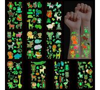 DiULi 10PCS Tatouages Lumineux pour Enfants,Tatouage Animal Enfant Phosphorescent - Facile à Appliquer Résistant à la Sueur - Quotidien Anniversaire Garçon Fille