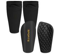 DiULi 2PCS Protège-Tibias Enfant avec Chaussettes, Coque PE Dure et Mousse EVA Amortissante, Léger Respirant, Protection Impact pour Football Rugby Hockey Entraînement Match, Garçons Filles, Nior-L