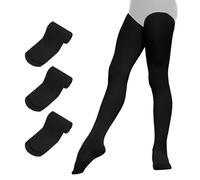 DiULi 3PCS Collants de Danse pour Filles,80D Collant de Ballet Enfant, pour Les Filles pour Ballet Yoga Gymnastique à la Gymnastique et à Un Usage Quotidien，Noir,145-170CM