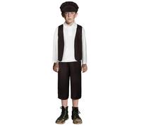DiULi 4 Pièces Déguisement Victorien Enfant, Déguisement Enfant Pauvre 19e Siècle, Tenue Epoque Victorienne Garçon, Déguisement Orphelin Victorien Enfant, Deguisement Paysan Enfant, S