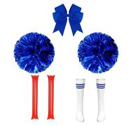 DiULi Accessoires Deguisement Pompom Girl Fille Bleus - Serre-tête Papillon, Pompons, Chaussettes Sport et Bâtons De Joie pour Match Sportif, Carnaval, Fête