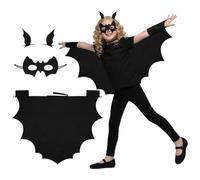 DiULi Bat Costume pour Enfant, Child's Bat Costume + Bat Mask + 2 Hair Clips, Kids Vampire Bat Wings, Children's Carnival Bat Costume, Convient pour Noël, Halloween, Cosplay, Les Fêtes Costumées, 130