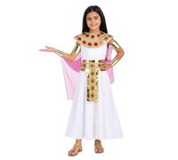 DiULi Costume de Déguisement Cléopâtre pour Enfants Filles, Robe Princesse Égyptienne avec Ceinture à Décoratives et Châle à Paillettes, Idéal pour Anniversaire, Carnaval et Jeux de Rôle
