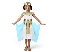 DiULi Costume de Déguisement Cléopâtre pour Enfants Filles,Robe Princesse Égyptienne pour Fille avec Ceinture à Décoratives, Idéal pour Anniversaire, Carnaval et Jeux de Rôle,130CM