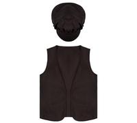 DiULi Costume victorien pauper 2 pièces avec gilet et chapeau, costume de balayage de Hydney pour enfants, garçons, pour Halloween, fêtes costumées, taille M
