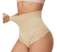 DiULi Culotte Gainante Femme Ventre Plat, Shorty Gainant Taille Haute avec Baleines Flexibles Intégrées, Gainant Invisible Sous Vêtements, Dentelle Respirant et Façonant les Hanches, Couleur Chair-M