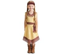 DiULi Deguisement Caverne Fille, Costume Cro-magnon Fille avec Accessoires, Costume Prehistoire Fille, Costume D'homme des Cavernes Adapté pour Cosplay, Halloween, Soirée à Thème, 110