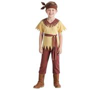 DiULi Deguisement Caverne Garçon, Costume Cro-Magnon Enfant avec Accessoires, Tenue Caverne Carnaval, Costume D'homme des Cavernes Adapté pour Cosplay, Halloween, Soirée à Thème, 150