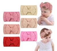 DiULi Lot de 6 Bandeaux Bébé Fille - Nylon Souple Hypoallergénique 0-3 Ans - Bandeaux Élastiques avec Nœud - Idéal Nouveau-Né, Bambin, Cadeau Naissance, A