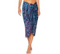 DiULi Paréo Bohème de Plage,Wrap de Plage Femme Paréo avec des Pompons,Jupe Enveloppante pour Bikini de Plage, Bleu,(150 x 100 cm)