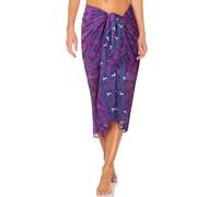 DiULi Paréo Bohème de Plage,Wrap de Plage Femme Paréo avec des Pompons,Jupe Enveloppante pour Bikini de Plage,Violet,(150 x 100 cm)