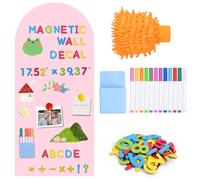 DiULi Tableau Magnetique Mural Enfant, 44.5x100cm, Violet | Tableau Aimanté 2 en 1 Autocollant, Kit Complet avec 12 Marqueurs Craie Liquide, Apprentissage