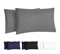 DiULi Taie d'oreiller Microfibre Premium Lot de 2-40x60 cm Hypoallergénique Anti-Acariens Lavable en Machine avec Élastique Périphérique,Confortable et Respirant,Noir