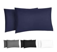 DiULi Taie d'oreiller Microfibre Premium Lot de 2-40x60 cm Hypoallergénique Anti-Acariens Lavable en Machine avec Élastique Périphérique,Confortable et Respirant,Bleu