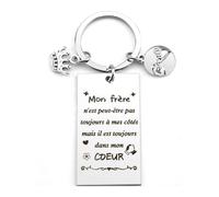 Diulinep Porte-Clés Frère, Cadeau Homme, Cadeau Moins De 10 Euros, Acier Inoxydable, Résistant À La Rayure, Taille Unique, Pour Frère, Meilleur Ami, Anniversaire, Noël, Pâques