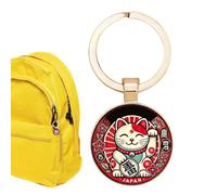 Diuyzoc Maneki Neko Porte-clés chat 2,5 cm, pendentif chat en, breloque symbolique, pour adolescentes, femmes, filles, collectionneurs, voyages