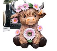 Diuyzoc Pot en Résine pour Fleurs, Statue De Ferme Naturelle, 1 Pièce, Figurines De De Vache des Hautes Terres, Jolie Statue De Vache des Hautes Terres De Printemps, Amélioration du Charme Rustique,