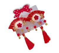 Diuyzoc Serre-tête du Nouvel An chinois - Accessoires du Nouvel An - Pompons - Nœuds Poilus Rouges avec Pompons - Pince à Cheveux Chinoise, Accessoires de Cheveux Happy New Year pour Anniversaires,