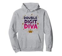 Diva à Deux Chiffres : 10e Anniversaire de la Reine Sweat à Capuche, Unisexe pour Adultes, Gris Chiné, XL