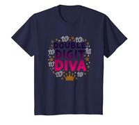 Diva à Deux Chiffres : 10e Anniversaire de la Reine T-Shirt, Enfant, Bleu Marine, 3 Ans