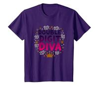 Diva à Deux Chiffres : 10e Anniversaire de la Reine T-Shirt, Enfant, Violet, 2 Ans