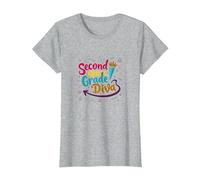 Diva de deuxième année : Sassy School Star pour Jeunes apprenants T-Shirt, Femme, Gris Chiné, 3XL