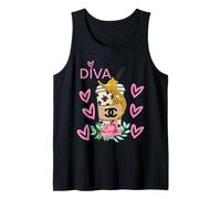 Diva Roses and Love, Tigre Léopard Animal Café Cœurs Cadeau Débardeur