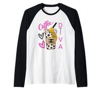 Diva Roses and Love, Tigre Léopard Animal Café Cœurs Cadeau Manche Raglan