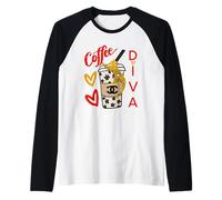 Diva Roses and Love, Tigre Léopard Animal Café Cœurs Cadeau Manche Raglan