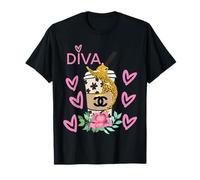 Diva Roses and Love, Tigre Léopard Animal Café Cœurs Cadeau T-Shirt