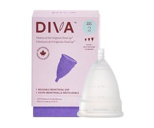 DivaCup Menstrual Cups Modèle 2. 100% Silicone de Qualité Médicale. Alternative Sûre et Sans Fuite aux Serviettes Hygiéniques et aux Tampons.