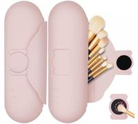 DivaDwell Depot Porte-pinceaux de maquillage en silicone, boucle magnétique anti-chute, grande capacité, sac de voyage doux et tendance, rose, Trousse de maquillage de voyage