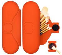 DivaDwell Depot Support de pinceaux de maquillage en silicone avec tampon de nettoyage - Étui de rangement pour pinceaux de voyage, fermeture magnétique, sac à cosmétiques étanche pour un rangement