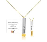 DivaGlamz Collier Be Kind Of A B pour femme, pendentif tube carré inspirant avec message caché en acier inoxydable pour les meilleures amies, cadeau d'amitié, bijoux, L, Acier inoxydable, Pas de gemme
