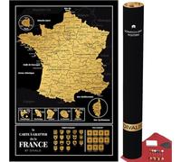 Divalis Carte à Gratter de la France avec Kit d'Accessoires - Poster à Gratter avec Départements - Carte de Voyage de la France - Scratch off France Map - Scratchable Poster