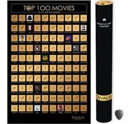 Divalis Poster Grand des 100 Meilleurs Films à Gratter - Liste des Films les Plus Grands à Voir - Affiche de Liste de Cinéma de Tous les Temps - Top 100 Movies Scratch off Poster