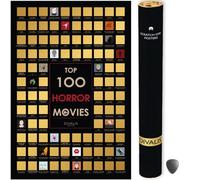Divalis Top 100 Horror Movies - Poster à gratter - Grand poster de cinéma à gratter - Liste des horreurs de tous les temps - Défi du film incontournable - Calendriers à gratter - Films à regarder