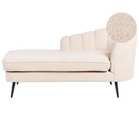 Divan Côté Gauche Beige Clair Bois d'Eucalyptus et Métal Dossier Coquillage