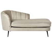 Beliani Divan Côté Gauche Beige en Velours Bois d'Eucalyptus et Métal Dossier Coquillage Allier